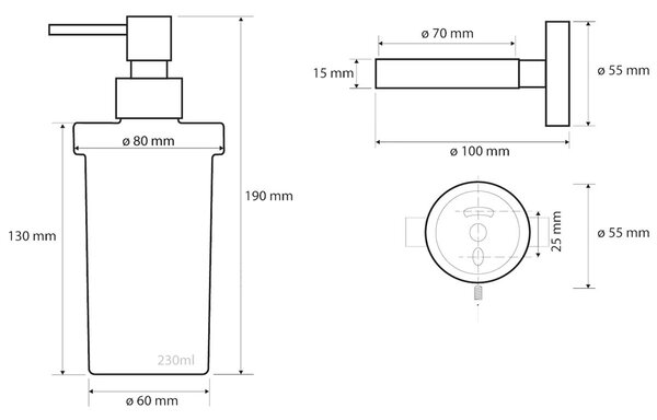 Sapho Sapho, X-STEEL folyékony szappanadagoló 250 ml, szálcsiszolt rozsdamentes acél, XS101