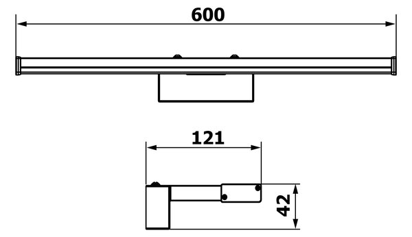 Sapho Sapho, CHICAGO XL LED lámpa, 600x120x40 mm, 12W, 230 V, műanyag, matt fekete