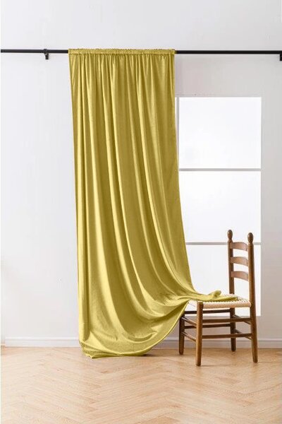 Sötétítő függöny VELVET 140x270 cm, mustárszínű Felfüggesztés: Hullámos sínszalag