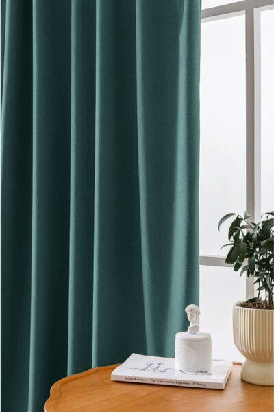 Sötétítő függöny VELVET 140x250 cm, türkiz Felfüggesztés: Hullámos sínszalag