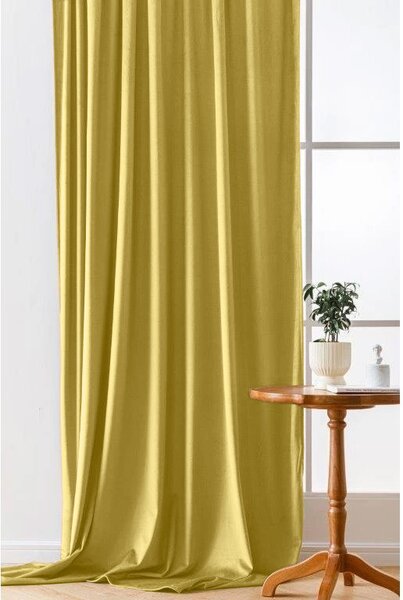 Sötétítő függöny VELVET 140x270 cm, mustárszínű Felfüggesztés: Hullámos sínszalag