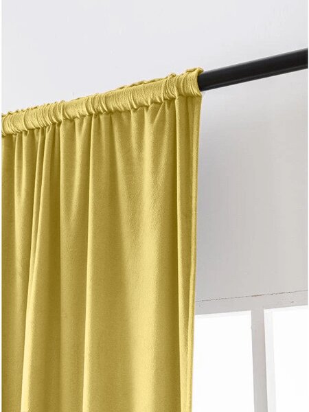 Sötétítő függöny VELVET 140x270 cm, mustárszínű Felfüggesztés: Hullámos sínszalag