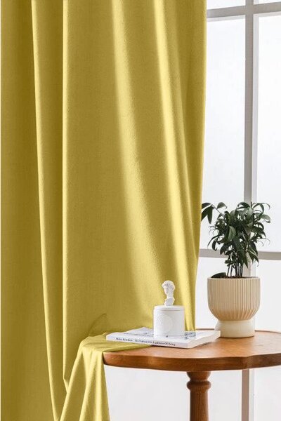 Sötétítő függöny VELVET 140x270 cm, mustárszínű Felfüggesztés: Hullámos sínszalag