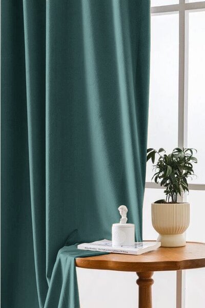 Sötétítő függöny VELVET 140x250 cm, türkiz Felfüggesztés: Hullámos sínszalag