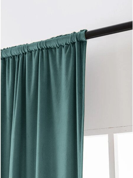 Sötétítő függöny VELVET 140x250 cm, türkiz Felfüggesztés: Hullámos sínszalag