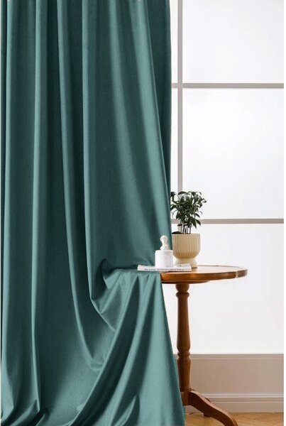 Sötétítő függöny VELVET 140x250 cm, türkiz Felfüggesztés: Hullámos sínszalag