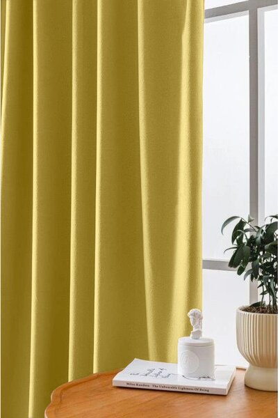 Sötétítő függöny VELVET 140x270 cm, mustárszínű Felfüggesztés: Hullámos sínszalag