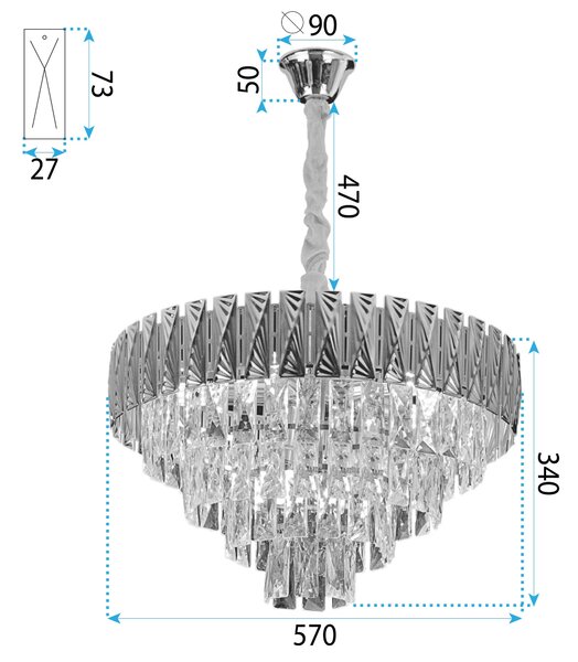 Mennyezeti függő lámpa G060-CP 60CM kristály arany