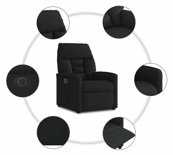 VidaXL fekete szövet elektromos dönthető fotel