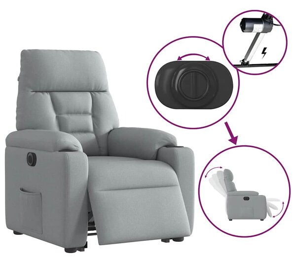 VidaXL elektromos felállást segítő világosszürke szövet dönthető fotel