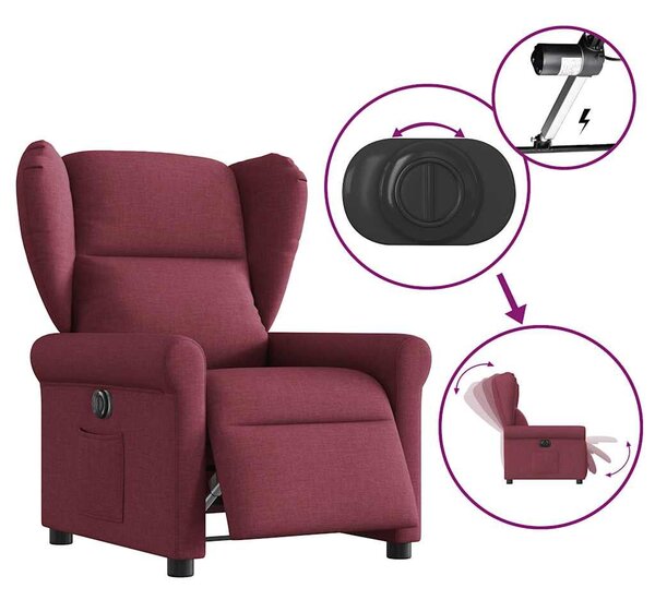 VidaXL bordó szövet elektromos dönthető fotel