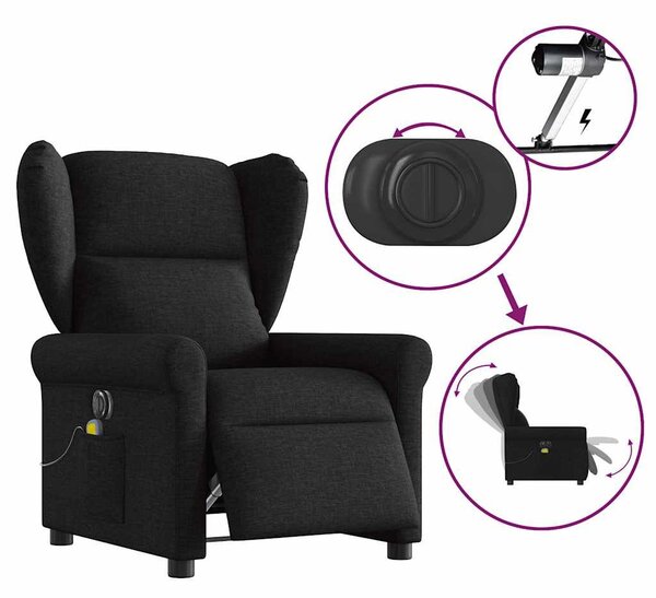 VidaXL fekete szövet elektromos dönthető masszázsfotel