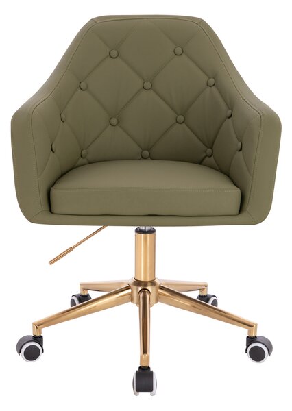 HR831K Khaki Műbőr Premium Soft szék Arany lábbal