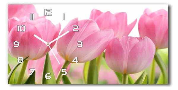 Vízszintes üvegóra Rózsaszín tulipánok