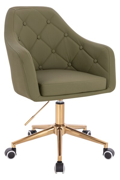 HR831K Khaki Műbőr Premium Soft szék Arany lábbal