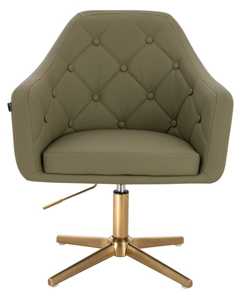 HR831CROSS Khaki Műbőr Premium Soft szék Arany lábbal