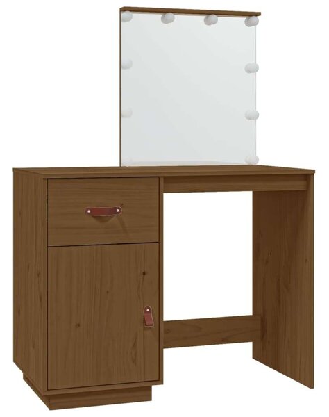 VidaXL Sminkasztal LED-del - Tömör Fenyőfa - 95x50x133,5 cm