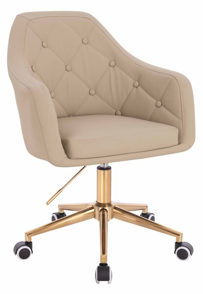 HR831K Krémszínű Műbőr Premium Soft szék Arany lábbal