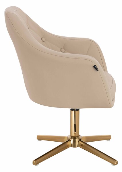 HR831CROSS Krémszínű Műbőr Premium Soft szék Arany lábbal