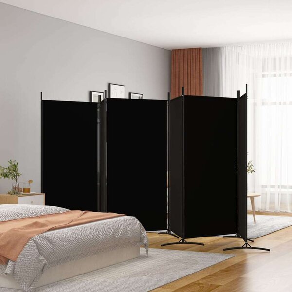VidaXL 6 paneles fekete szövet térelválasztó 520x180 cm