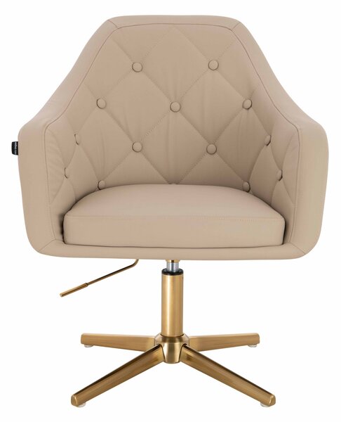 HR831CROSS Krémszínű Műbőr Premium Soft szék Arany lábbal