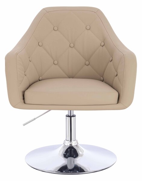 HR831N Krémszínű Műbőr Premium Soft szék Krómozott lábbal