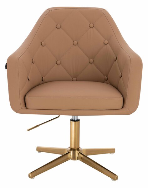HR831CROSS Karamell Műbőr Premium Soft szék Arany lábbal