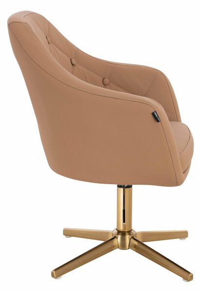 HR831CROSS Karamell Műbőr Premium Soft szék Arany lábbal