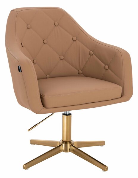 HR831CROSS Karamell Műbőr Premium Soft szék Arany lábbal