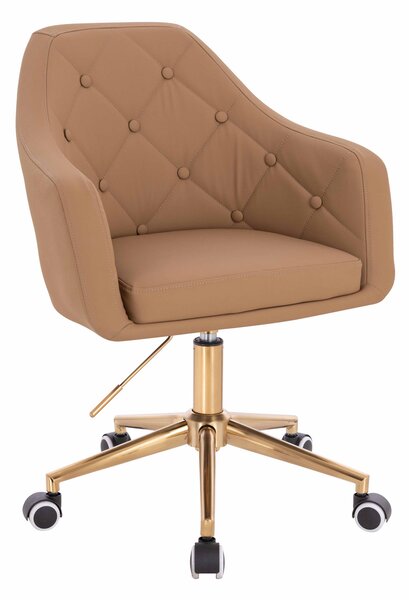 HR831K Karamell Műbőr Premium Soft szék Arany lábbal