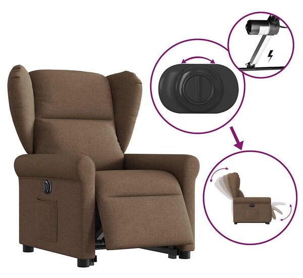 VidaXL elektromos felállást segítő barna szövet dönthető fotel