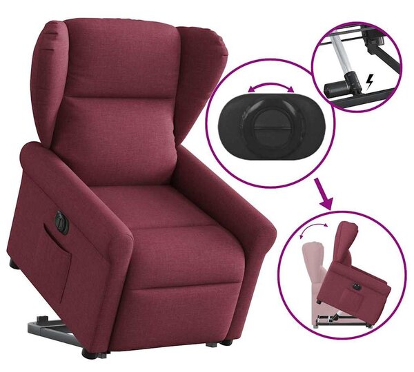 VidaXL elektromos felállást segítő bordó szövet dönthető fotel