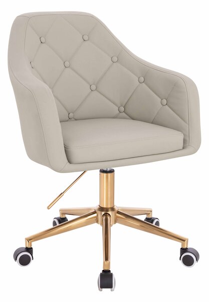 HR831K Ecru Műbőr Premium Soft szék Arany lábbal