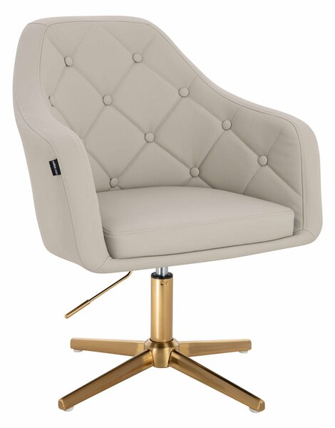 HR831CROSS Ecru Műbőr Premium Soft szék Arany lábbal
