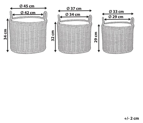 3 darabos fonott virágtartó szett PENDULA PE Rattan 33/37/45 cm Természetes
