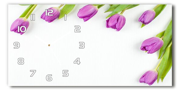 Vízszintes üvegóra Lila tulipánok