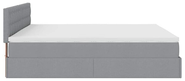VidaXL sötétszürke szövet ottomán ágy matraccal & LED-ek 180x200cm