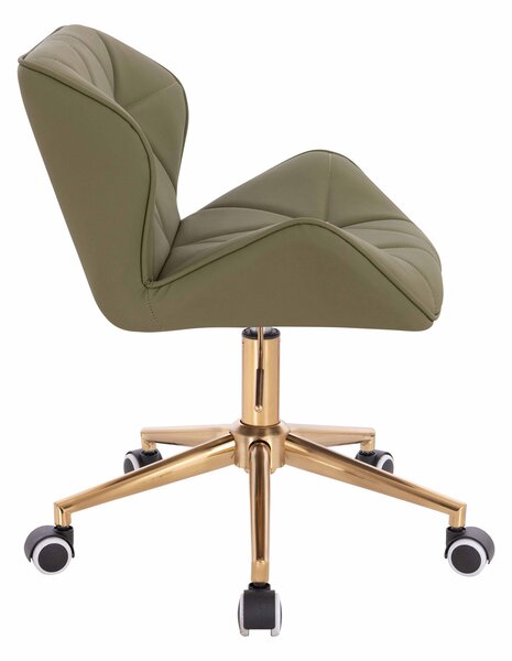 HR111K Khaki Műbőr Premium Soft szék arany lábbal