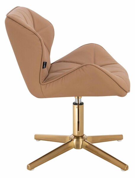 HR111CROSS Karamell Műbőr Premium Soft szék arany lábbal