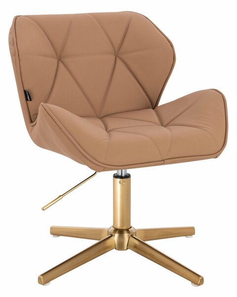 HR111CROSS Karamell Műbőr Premium Soft szék arany lábbal