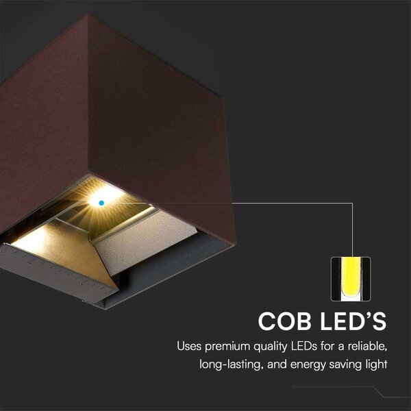 V-TAC 9W COB LED szolár fali Corten lámpa, szenzorral, CCT - SKU 23824