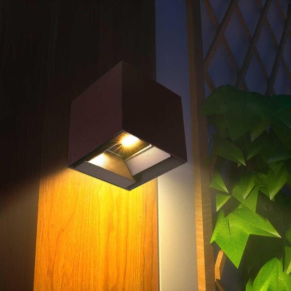 V-TAC 9W COB LED szolár fali Corten lámpa, szenzorral, CCT - SKU 23824