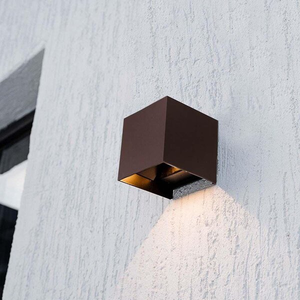 V-TAC 9W COB LED szolár fali Corten lámpa, szenzorral, CCT - SKU 23824