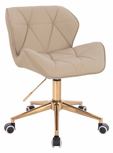 HR111K Krémszínű Műbőr Premium Soft szék arany lábbal
