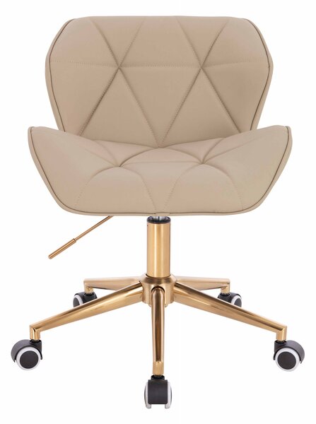 HR111K Krémszínű Műbőr Premium Soft szék arany lábbal