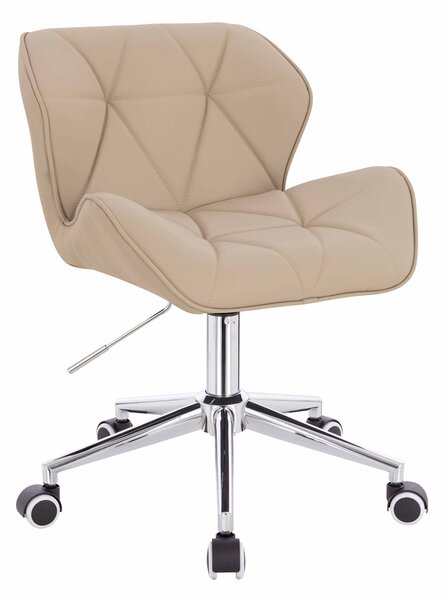 HR111K Krémszínű Műbőr Premium Soft szék krómozott lábbal