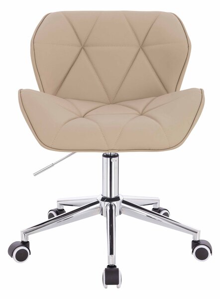 HR111K Krémszínű Műbőr Premium Soft szék krómozott lábbal