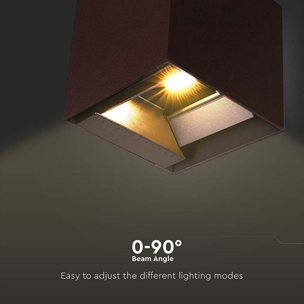 V-TAC 9W COB LED szolár fali Corten lámpa, szenzorral, CCT - SKU 23824