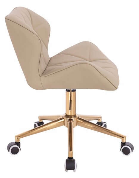 HR111K Krémszínű Műbőr Premium Soft szék arany lábbal
