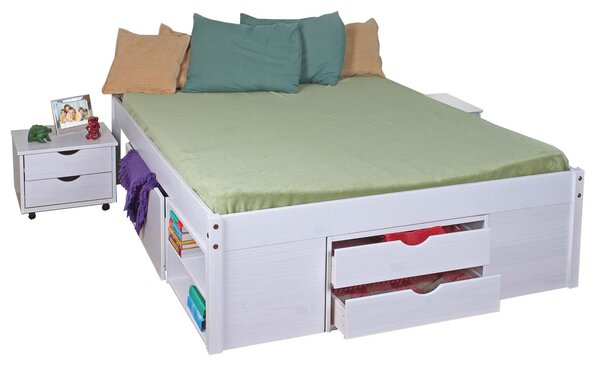 Multifunkcionális kétszemélyes ágy KLASA fehér 140x200